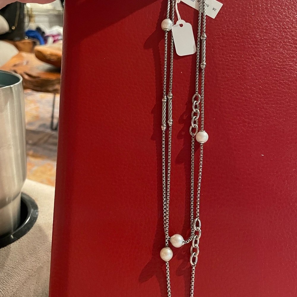 Brand New With Tags ALOR Silver Necklace. 36 inches.